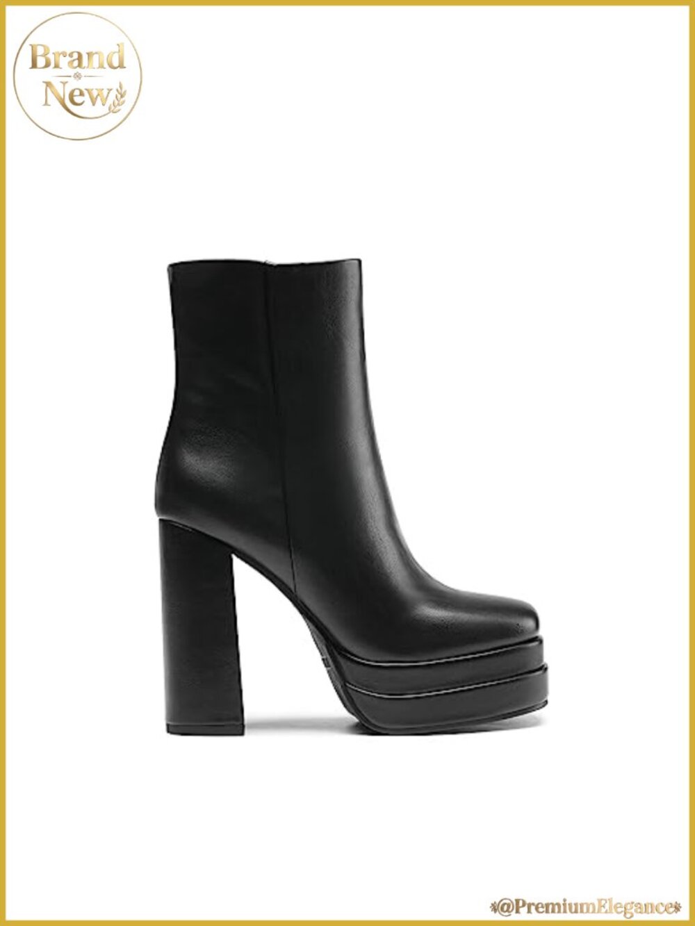 PU Platform Chunky Heel Ankle Boots Side Zip Cushioned Insole - Picture 4 of 6